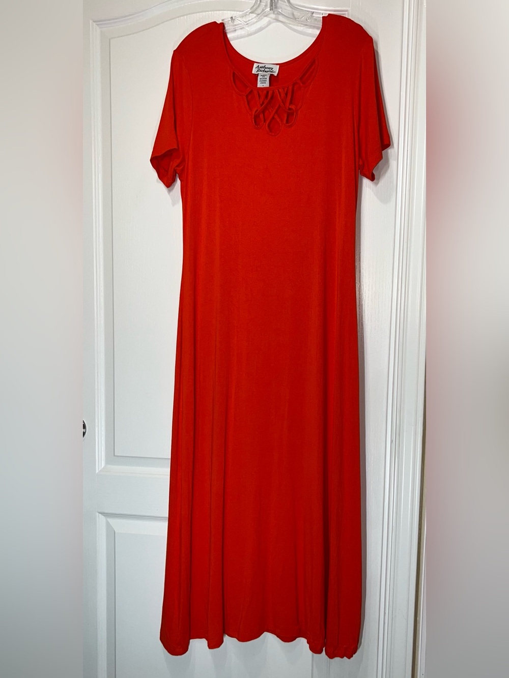 Anthony Richards Short Sleeve Maxi Dress Lattice Detail Neckline Women’s Small